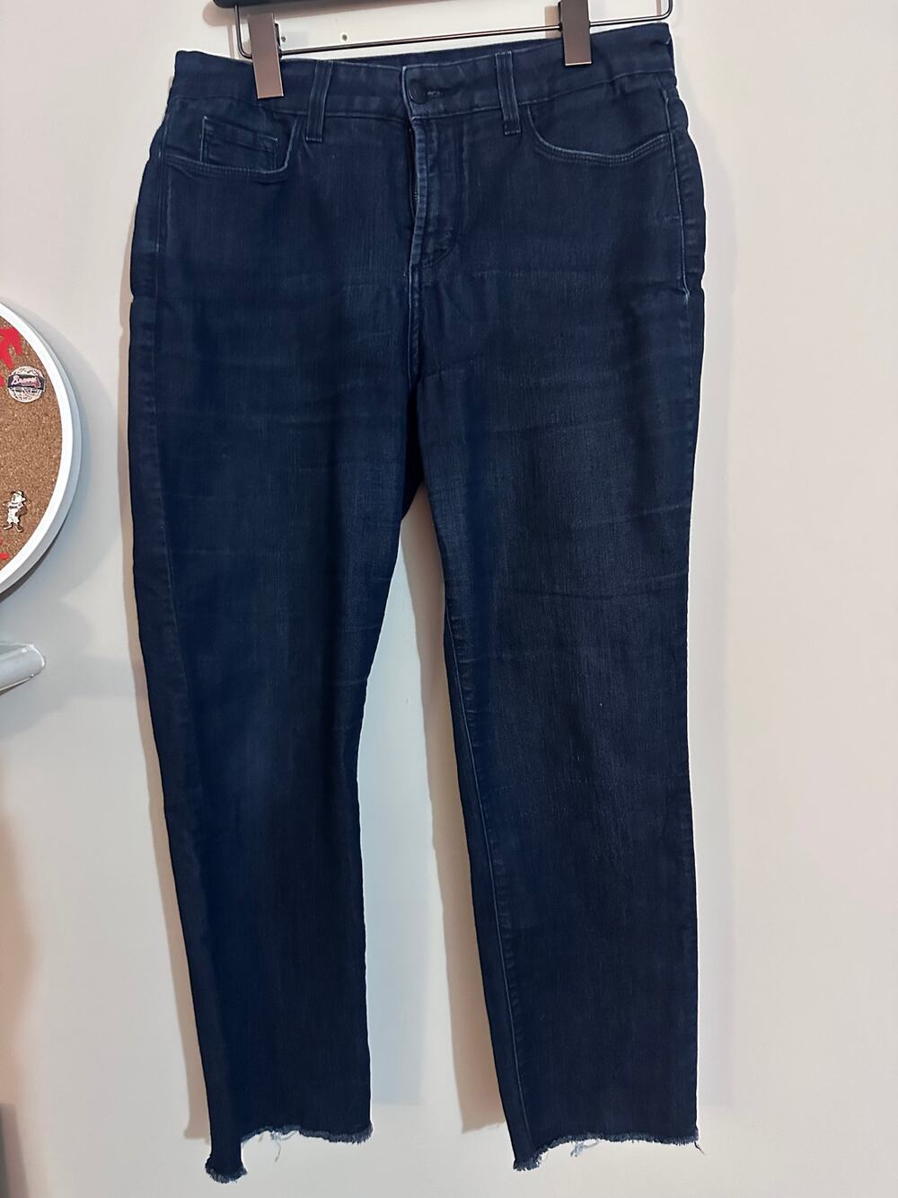 NYDJ Sheri Dark Wash Hem Fray Slim Ankle Jeans Size 10